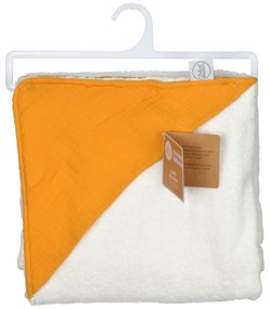 Жълта муселинова детска хавлия с качулка 75x75 cm – Bébé Douceur