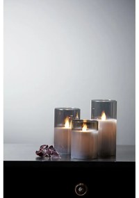 Сива LED восъчна свещ в стъкло, височина 12,5 см M-Twinkle - Star Trading