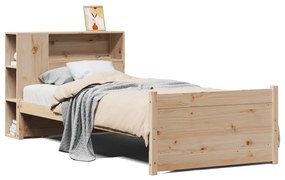 3322451 vidaXL Легло с рафтове за книги, без матрак, 90x200 см, бор масив