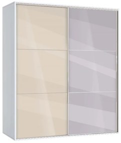 Двукрилен гардероб с плъзгащи врати Мебели Богдан Модел BM-AVA 41, крем гланц с бяло