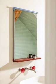 Стенно огледало с рафт масивно дърво 50x75 cm Lun – noo.ma