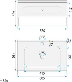 Комплект мебели за баня с мивка River 60cm Grey