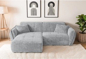 Светлосив шенилов ъглов диван (ляв ъгъл) Nelia – Ropez