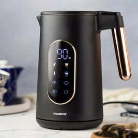 Електрическа кана Klausberg KB 7892, 2200W, 1.7 л, 13 настройки, 4 програми, LED дисплей, Въртяща се основа, Черен/Розово злато
