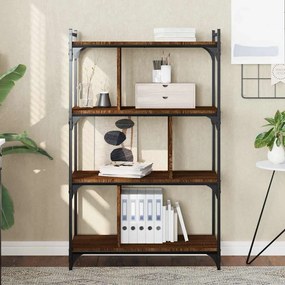 833939 vidaXL Библиотека 4 рафта кафяв дъб 76x32x123 см инженерно дърво