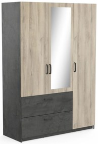 Гардероб Coben с три листа-Oak-Gray