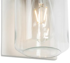 Модерна стенна лампа бяла с прозрачно стъкло IP54 - Marshall