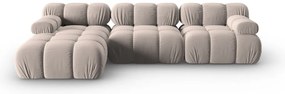 Светлокафяв кадифен модулен ъглов диван (ляв ъгъл) Bellis – Micadoni