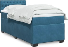 3286196 vidaXL Боксспринг легло с матрак, тъмносиня, 90x190 см, кадифе