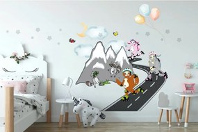 Весел детски стикер за стена Skaters In The Mountains 100 x 200 cm