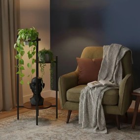 Стойка за цветя на тавана - 3-етажен рафт с кръгли дървени рафтове