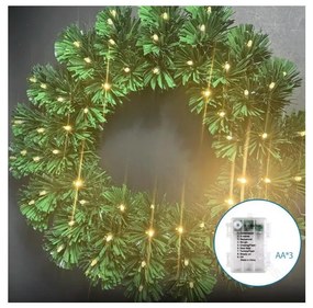 Aigostar - външен LED коледен венец, 72 x LED / 3 x AA, Ø 50 см, IP44, топла бяла светлина