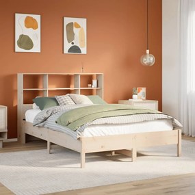 3322885 vidaXL Легло с етажерка за книги, без матрак, 135x190 см, бор масив