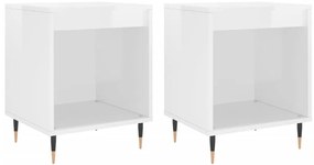 830705 vidaXL Нощни шкафчета, 2 бр, бял гланц, 40x35x50 см, инженерно дърво