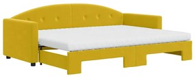 3197323 vidaXL Канапе с изтеглящо легло и матраци жълто 80x200 см кадифе