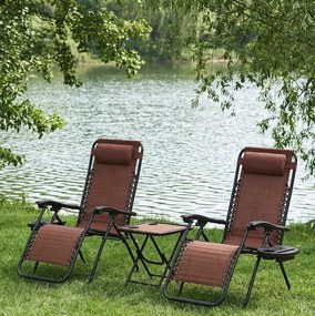 Комплект от 2 градински стола с маса - кафяв