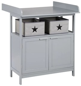Сив детски скрин с маса за преповиване 87x100x75 cm Hamburg – Roba