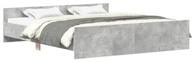 3203736 vidaXL Рамка за легло с горна и долна табла, бетонно сива, 200x200 см