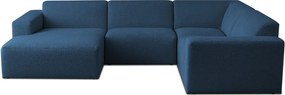 Тъмносин ъглов диван от букле ("U" форма) Roxy – Scandic