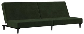 375734 vidaXL 2-местно разтегателно канапе, тъмнозелено, кадифе