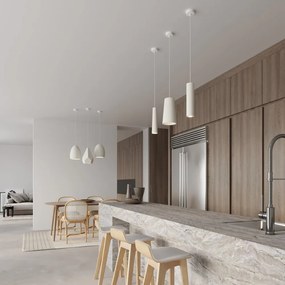 Бяло висящо осветително тяло с керамичен абажур ø 25 cm Sativa – Sollux