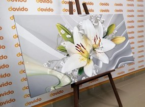 Картина на платно – Бяла лилия на интересен фон