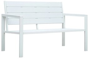 47870 vidaXL Градинска пейка, 120 cм, HDPE, бяла, имитация на дърво