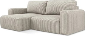 Бежов сгъваем/с място за съхранение ъглов диван от рипсено кадифе (ляв ъгъл) Kona – Makamii
