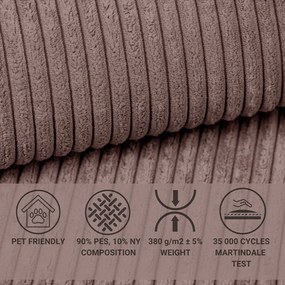 Лилав сгъваем/с място за съхранение ъглов диван от рипсено кадифе (десен ъгъл/L форма) Tonga – Maison de Rêve