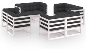 3076335 vidaXL Градински лаундж комплект, 8 части, с възглавници, бор масив