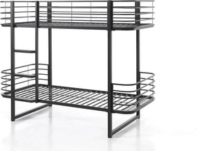 Черно метално двуетажно детско легло с включена подматрачна рамка 90x200 cm Oscar – Vipack