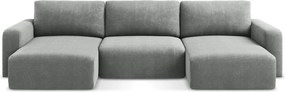 Сив шенилов сгъваем/с място за съхранение ъглов диван (U форма) Kona – Makamii