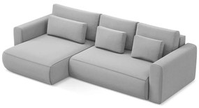 Светлосив кадифен разтегателен ъглов диван с място за съхранение (ляв ъгъл) Kapua – Makamii