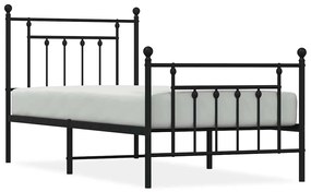 353546 vidaXL Метална рамка за легло с горна и долна табла, черна, 80x200 см