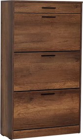 Плоска обувна стойка за 18 двойки в орехов цвят 75x29x128см.