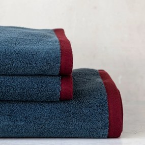 Тъмносиня/сива кърпа от органичен памук от тери 50x90 cm Soft – Mette Ditmer Denmark