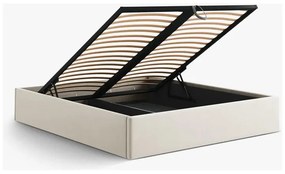 Бежово двойно легло 160x200 cm тапицирано с място за съхранение/без табла с включена подматрачна рамка Susan – Micadoni