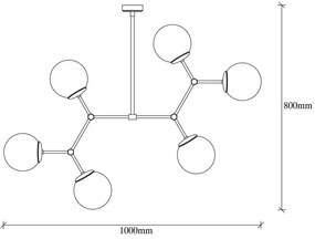 Окачване за 6 крушки в златисто-бял Дамар - Opviq lights