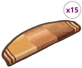 322413 vidaXL Самозалепващи стелки за стъпала, 15 бр, кафяви, 65x21x4 см