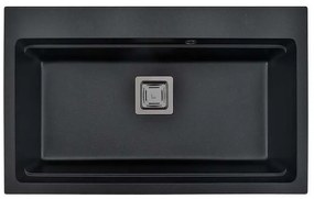 Кухненска мивка ICGS 8213 BLACK, гранит, едно корито, със сифон, 48х21х78см