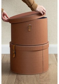 Декоративни кафяви картонени кутии за съхранение в комплект от 2 бр. с капаци ø 37,5x25 cm Rut Restore Paper Laminate – Bigso