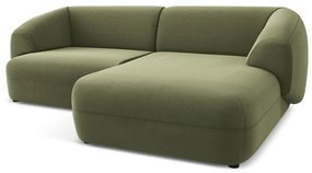 Зелен кадифен ъглов диван (десен ъгъл) Moana – Makamii