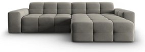 Ъглов диван от сиво кадифе (десен ъгъл) Kendal - Micadoni Home