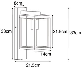 Външна стенна лампа черна IP44 с датчик за здрач - Charlois