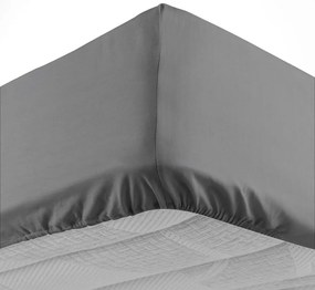 Антрацитен еластичен памучен чаршаф 160x200 cm Lina – douceur d'intérieur