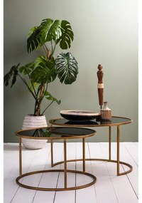 Стъклени кръгли масички за кафе в комплект от 2 бр. в златисто ø 75 см Duarte - Light &amp; Living