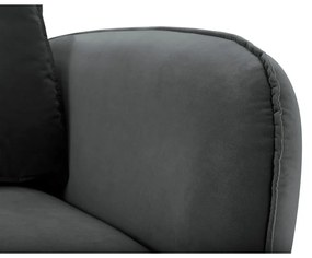 Тъмно сиво кадифено кресло с черни крака Lento - Kooko Home