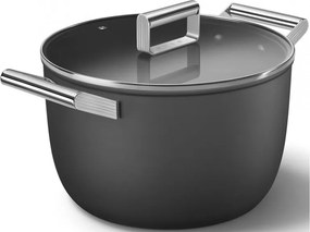 Тенджера SMEG CKFC2611BLM, 7.7 л, Ø26 см, Тефлоново покритие, До 250°C, Индукция, Черен
