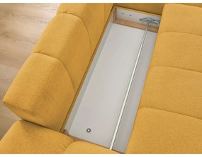 Шенилов сгъваем/с място за съхранение ъглов диван в цвят горчица (десен ъгъл) Everest – Bobochic Paris