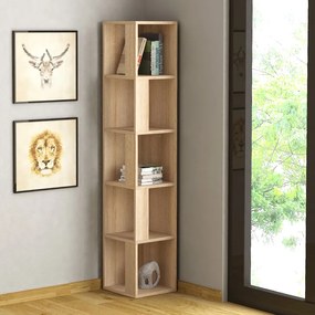Меламинов ъглов шкаф за книги Piano в цвят дъб 31,4x31,4x158,9см.